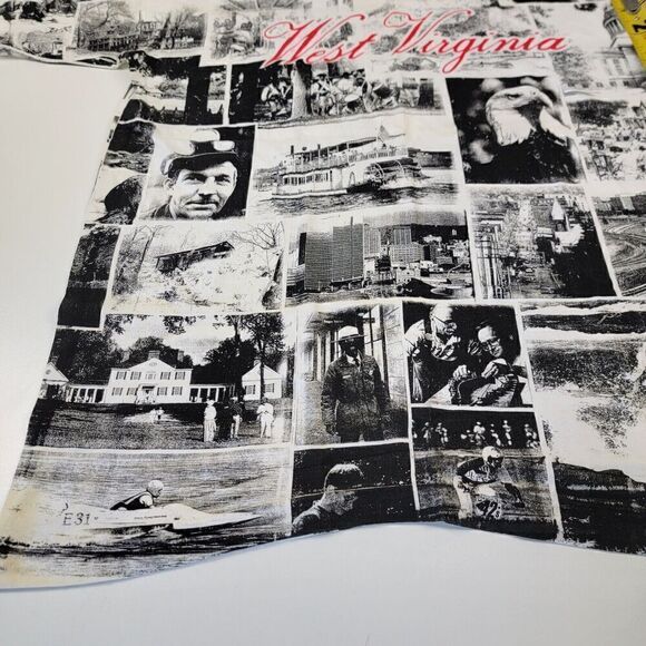 Vintage 90s Single Stitch All Over Print Newspaper AOP West Virginia Shirt Sz L - Picture 4 of 12
